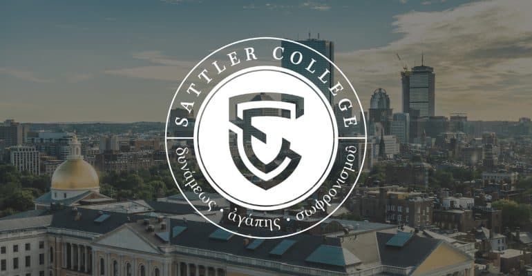 Sattler logo on a backdrop of Boston.