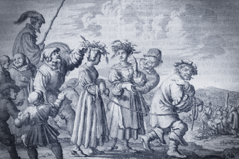 Two Anabaptist women on their way to execution (picture from Martyrs Mirror)