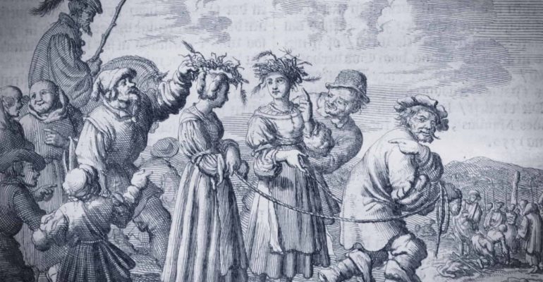 Two Anabaptist women on their way to execution (picture from Martyrs Mirror)