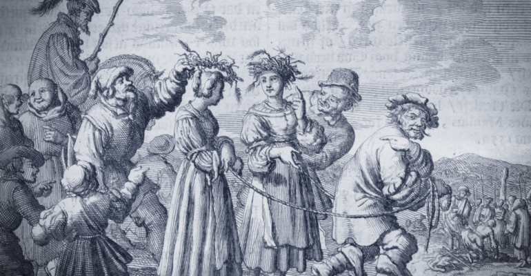 Two Anabaptist women on their way to execution (picture from Martyrs Mirror)