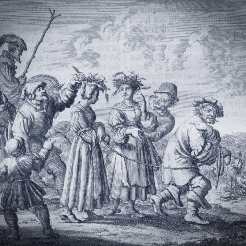 Two Anabaptist women on their way to execution (picture from Martyrs Mirror)
